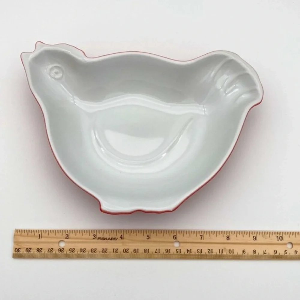 Pair of Vintage Sur La Table Red Chicken Ceramic Baking Dishes
